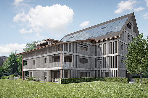 Aussenvisualisierung des Projekts am Ried in Niederuster